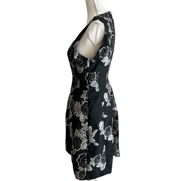 Prabal Gurung Black Floral Jacquard Flare Dress Size 8 - Picture 6 of 9